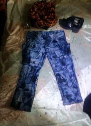 Лосіни теплі принт сині 52р