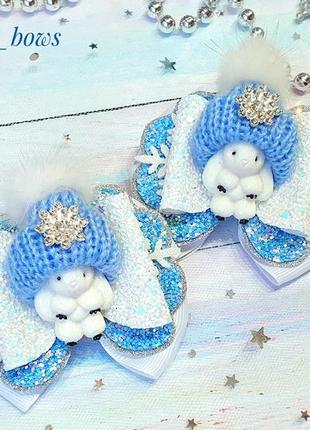 Зимові бантики з зайцями бантики зайчики у шапочках