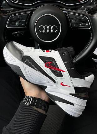 Мужские  черно-белые  кожаные кроссовки на весну nike m2k tekno 🆕 найк м2к текно