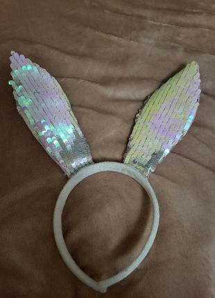 Ушки зайка перевертыш паетки