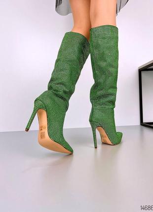 Шикарні жіночі зелені чоботи , угорщина9 фото