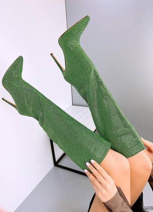 Шикарні жіночі зелені чоботи , угорщина6 фото