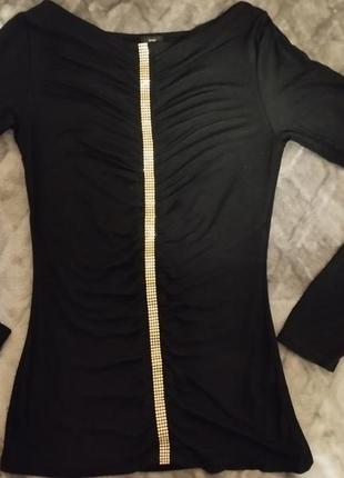 Блуза чорна легка трикотажна з стразами,розмір 10(36) на 42-44розмір від river island7 фото
