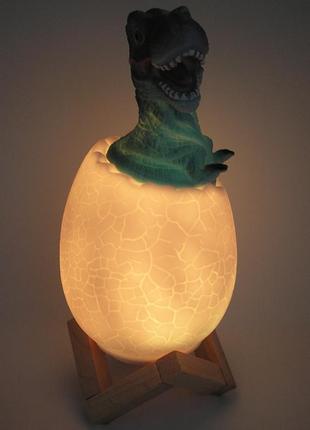 Светильник 3d на аккумуляторе разноцветный ночник динозавр в яйце  с пультом д/у  dinosaur lamp зарядка от usb4 фото