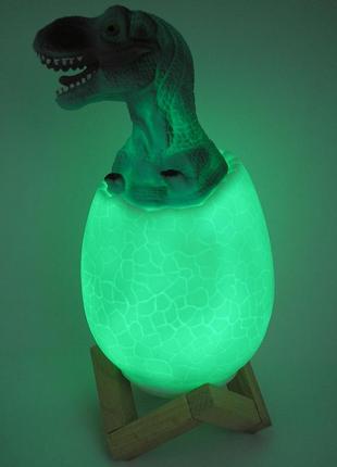 Светильник 3d на аккумуляторе разноцветный ночник динозавр в яйце  с пультом д/у  dinosaur lamp зарядка от usb2 фото