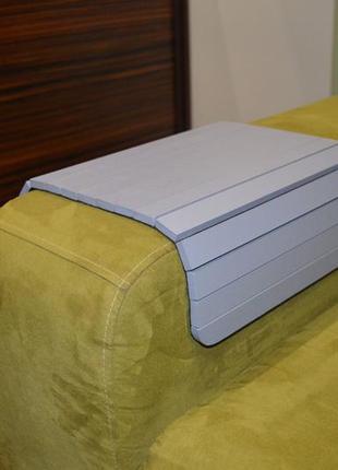 Деревянная накладка, столик, коврик на подлокотник дивана (серый) #2i2ua5 фото