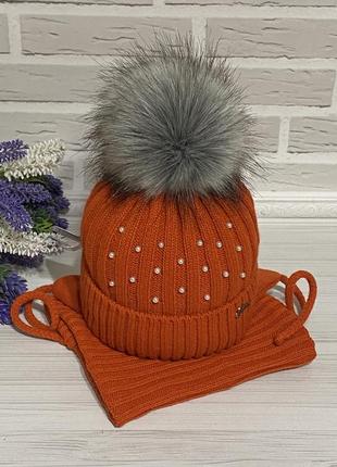 Зимний комплект шапка хомут