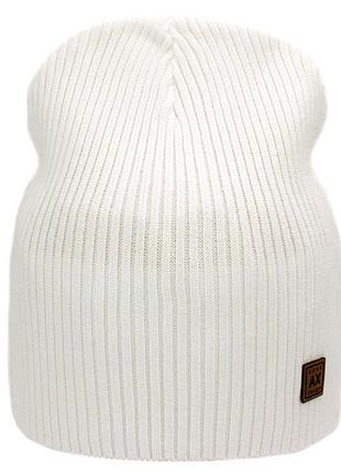Шапка біні без одвороту одинарна універсальна рубчик осіняючи apex тренд капучино