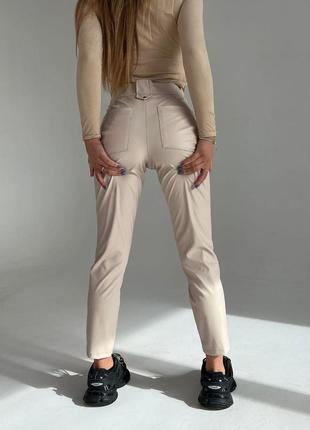 Тёплые кожаные брюки в стиле zara 💎 матовая эко кожа на утеплителе (флис)2 фото