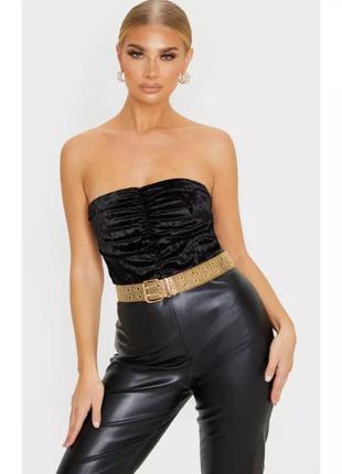 Велюровый боди/боди/блуза с драпировкой plt, на р. xs/xxs