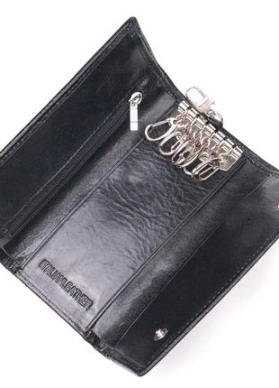 Надійний гаманець-ключниця з натуральної гладкої шкіри st leather 19415 чорний5 фото
