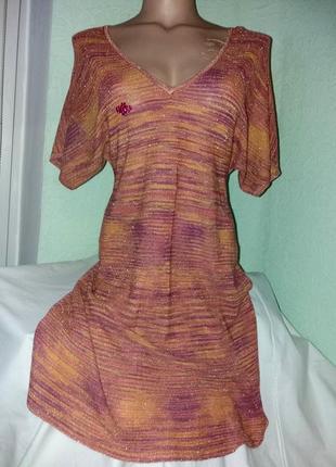 Меланжевое  платье с люрексом,12разм.,papaya.