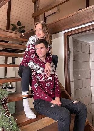 Світер новорічний🎄🎁 светр шерстяний, світер з оленями