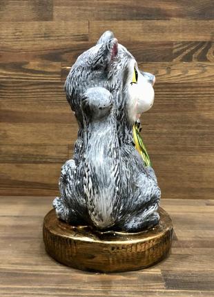 Копилка кот серый с монетами (высота 28 см) керамика символ года