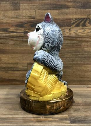 Копилка кот серый с монетами (высота 28 см) керамика символ года