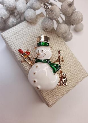 Новогодняя брошь снеговик новый год праздник рождество на подарок снежинка игрушка на ёлку ёлка