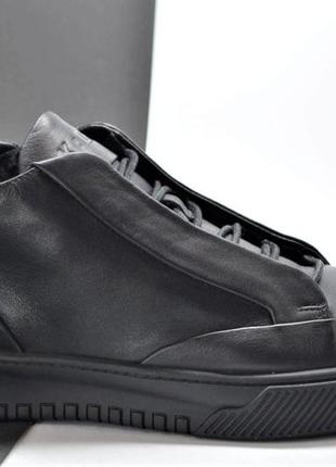 Мужские спортивные зимние кожаные ботинки черные kadar 41229886 фото