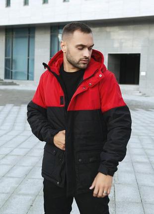 Демисезонная куртка waterproof intruder красно-черная1 фото