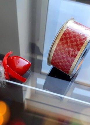 Стрічка декоративна новорічна з дротовим краєм ❄ червона 2м6 фото
