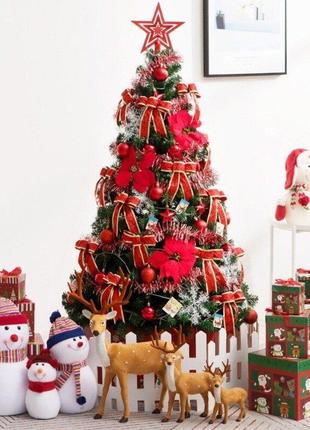 Стрічка декоративна новорічна з дротовим краєм ❄ червона 2м9 фото
