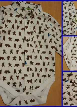 M&s бодик - рубашка 6-9 мес бодік сорочка