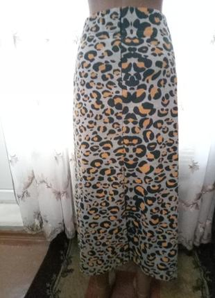 Трикотажная юбка в леопардовый принт большого размера, размер 242 фото