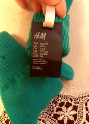 Трикотажні дитячі рукавиці рукавички h&m hm (зелені)5 фото