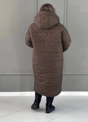 Теплая женская длинная куртка стильного фасона2 фото