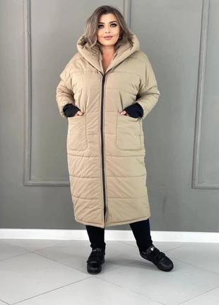 Теплая женская длинная куртка стильного фасона7 фото