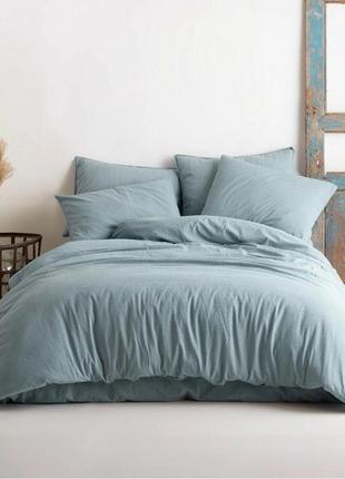Комплект постельного белья soundsleep stonewash натуральный голубой евро