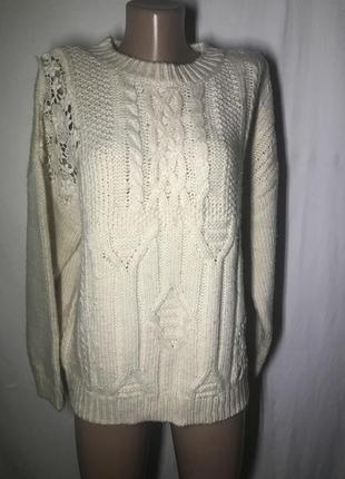 Красивый теплый вязаный свитер 14 размера