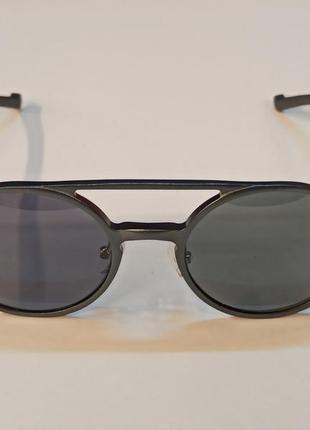 Солнцезащитные очки трендовые стимпанк steampunk  поляризационные polarised на не большое лицо темно серые7 фото
