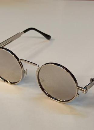 Солнцезащитные очки круглые линзы  винтаж готические стимпанк steampunk ретро uv400 унисекс хром зеркальные3 фото