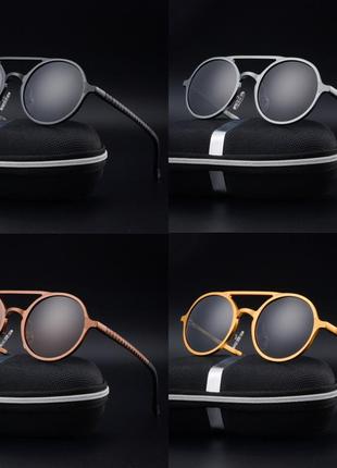 Солнцезащитные очки трендовые стимпанк steampunk  поляризационные polarised на не большое среднее лицо чёрные