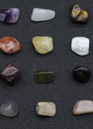 Набір натуральних гладеньких каменів, самоцвіти, мінерали, колекція натуральних каменів 20 шт, 1,2*1 см1 фото