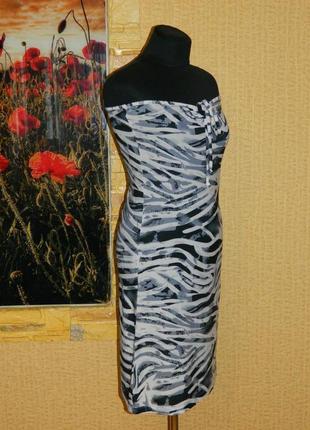 Платье летнее бюстье белое с серыми разводами размер 44-46.2 фото