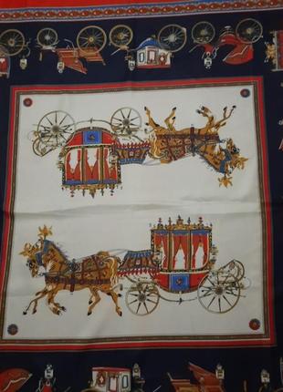 Розкішний шовковистий  вінтажний  великий платок  карети , коні