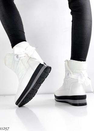 Черевики чоботи дутики зима екошкіра плащівка білий5 фото