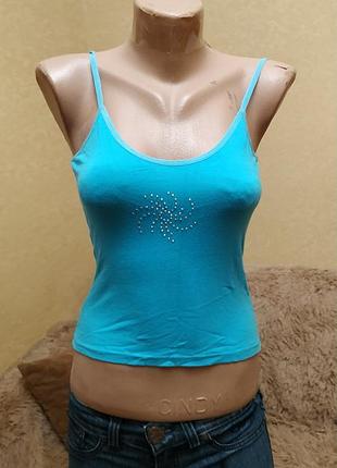 Майка в обтяжку синяя, голубая