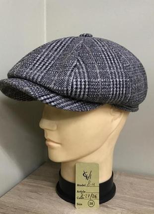 Кепка шерстяная мужская восьмиклинка хулиганка пультовая ткань 21/26 тёплая comfort heads осень зима флис уши