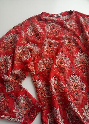 Красивая полупрозрачная блуза zara из стрейч-гипюра в цветочный принт4 фото