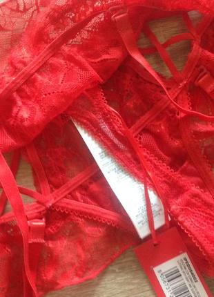 Сексуальные красные трусики стринги с поясом для чулок италия р. xs/s4 фото
