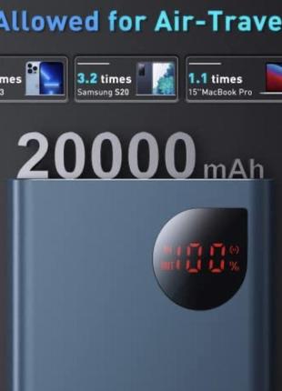 Внешний аккумулятор baseus power bank 20000mah adaman metal digital display 65w4 фото