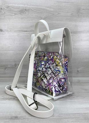 Жіночий рюкзак білий рюкзак силіконовий рюкзак прозорий рюкзак абстракція3 фото
