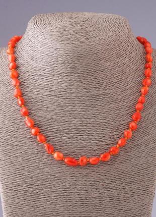 Намисто корал оранж глянцевий "галтовка" l-46см d - 7-9мм