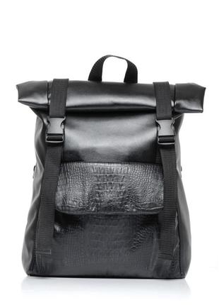 Рюкзак ролл sambag унісекс rolltop milton принт крокодила з клапаном