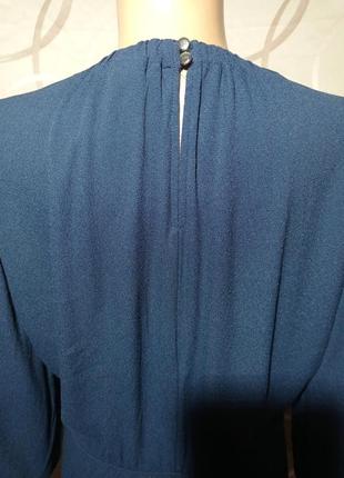 Платье миди с отрезной талией темно-синего цвета,щитная вискоза6 фото
