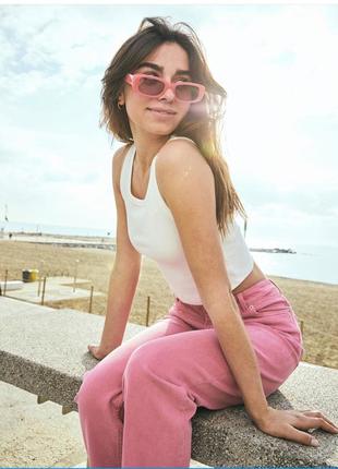 💙💛яскраві щільні рожеві якісні бавовняні прямі джинси straight mid waist jjxx