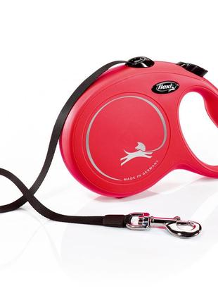 Flexi (флекси) поводок-рулетка для собак new classic l,лента (8 м, до 50 кг) красный
