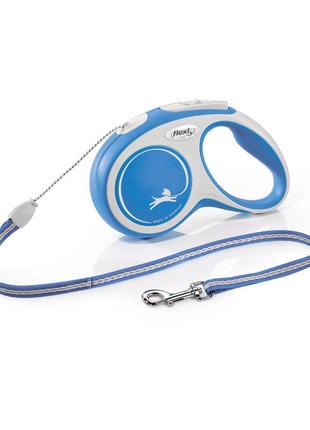 Повідець-рулетка flexi (флексі) new comfort s для собак, трос (5 м, до 12 кг) синій